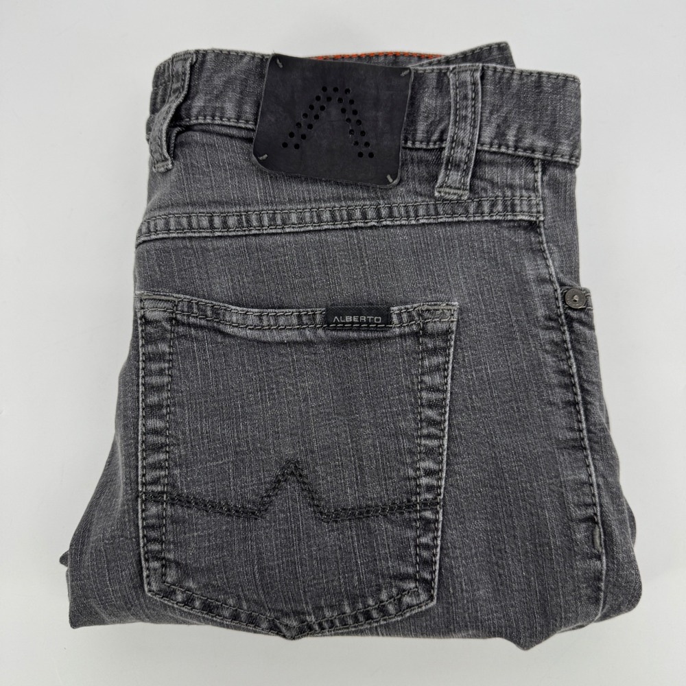 Alberto Pipe Regular Slim Fit Jeans Mens 32x34 * Gray Black Authentic Denim 8938